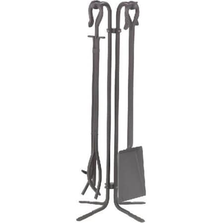Dagan Wrought Iron Fireplace Tool Set, Natural Iron - 5 Piece 5830NI